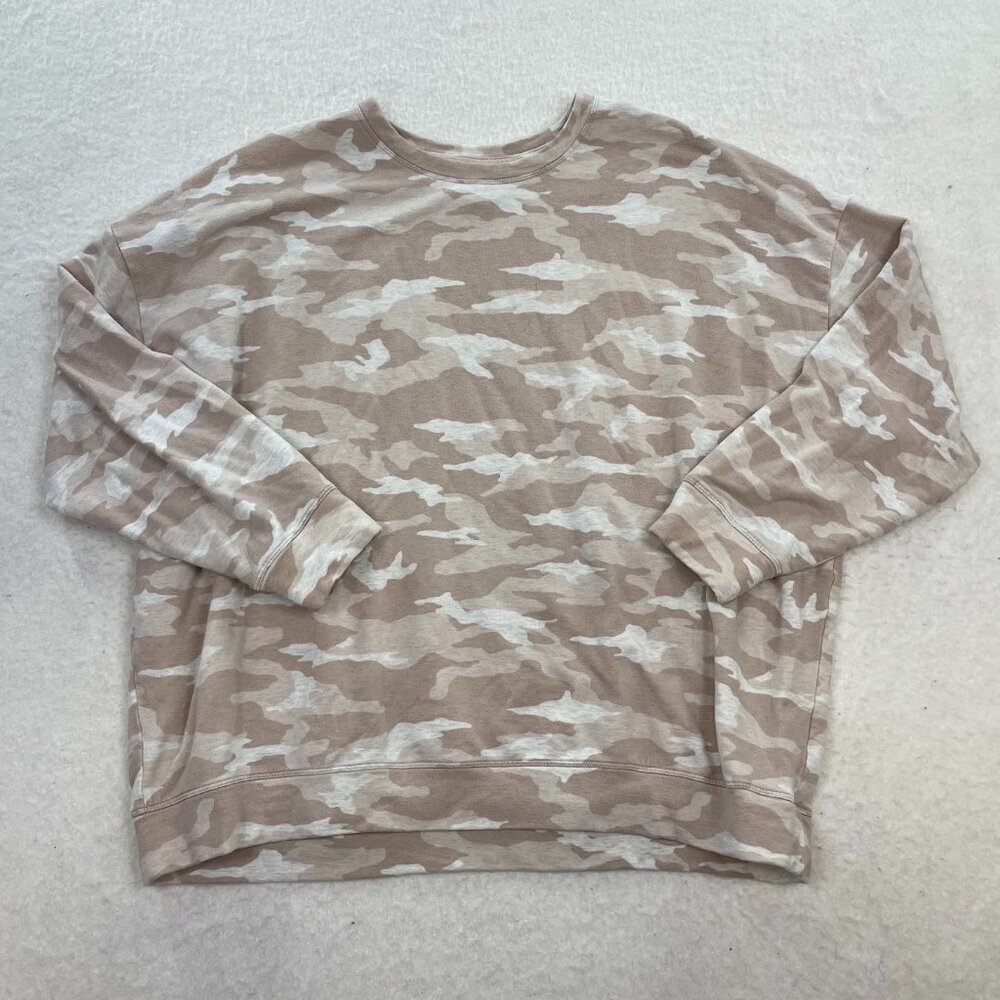 Athleta Balance Pullover Sweatshirt Ultra Soft Camo Oatmeal Heather Size 1X - Picture 2 of 7